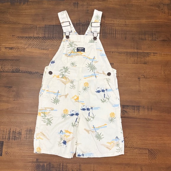 OshKosh B'gosh Other - OshKosh B'gosh Kids Toddler 5T Shorts Overalls Tropical Palm Tree Print